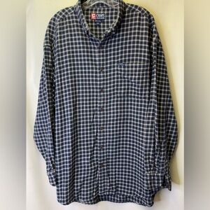 Chaps Men's  XXLT Big & Tall Blue/White Plaid Long Sleeve Button Down Shirt